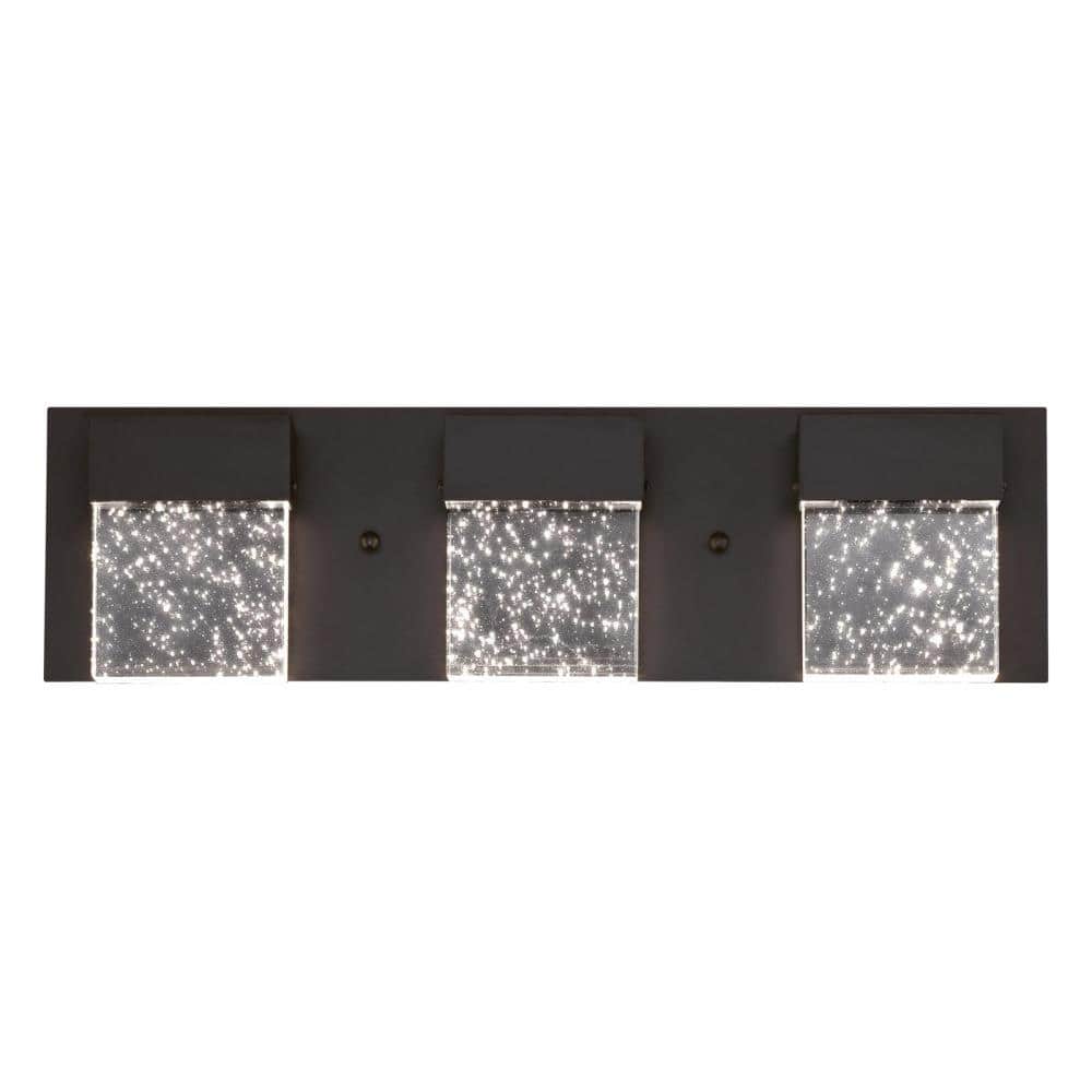 Matte Black LED Vanity Light with Bubble Glass Shades