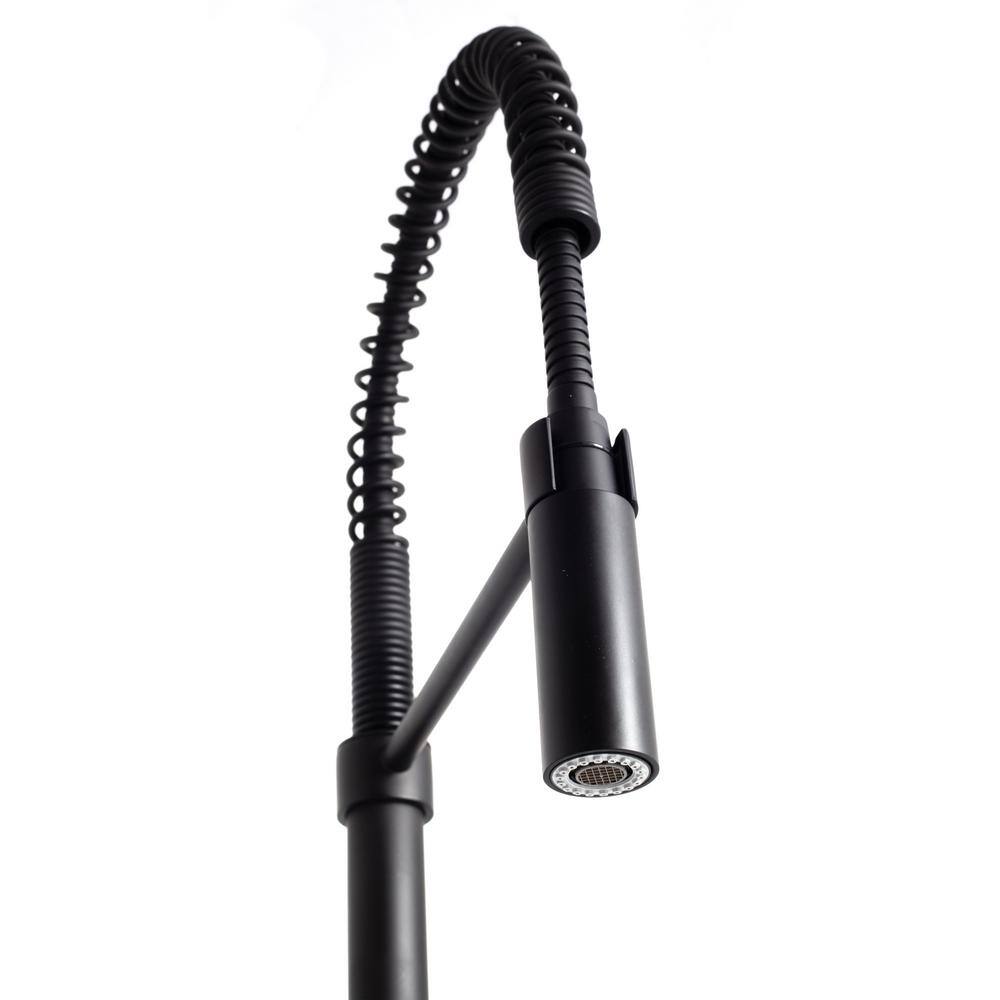 Matte Black Brass Kitchen Faucet with Pull-out Spray