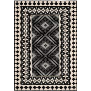 Veranda Black/Cream 7 ft. x 10 ft. Border Indoor/Outdoor Patio  Area Rug