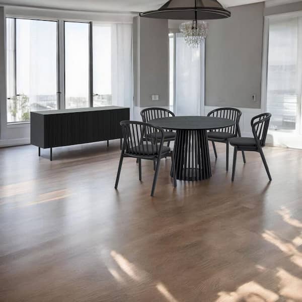 Black Wood 47 in. Pedestal Dining Table Seats 4
