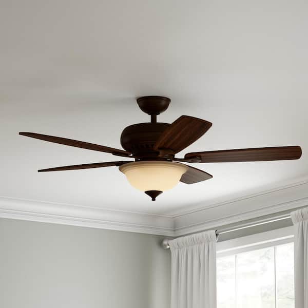 Southwind 52 in. Indoor LED Venetian Bronze Ceiling Fan with 5 Reversible Blades, Light Kit, Downrod and Remote Control
