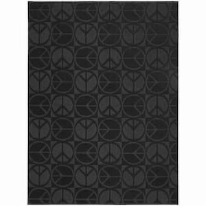 Large Peace Black 5 ft. x 7 ft. Area Rug