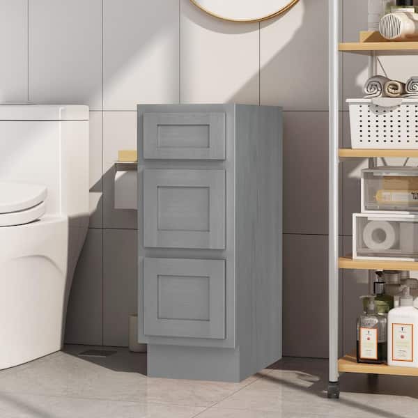 Vanity Art 12 in. W x 21 in. D x 32.5 in. H 3-Drawers Bath Vanity Cabinet without Top in Silver Vanity Art 12 in. W x 21 in. D x 32.5 in. H 3-Drawers Bath Vanity Cabinet without Top in Silver