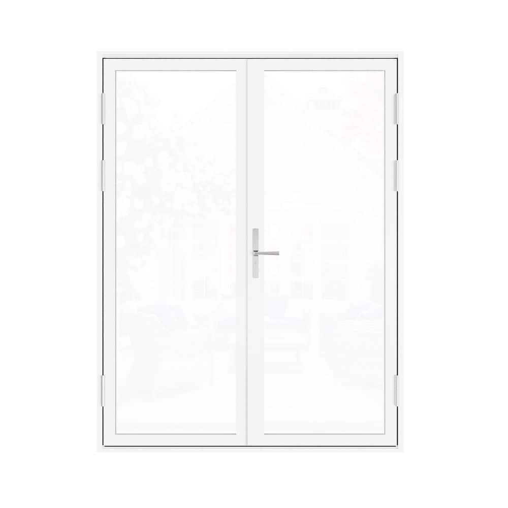 72 in. x 80 in. White Double Slide Finished Aluminum 1 Lite Double Glazed Tempered Glass Center-Hinged Patio Door price history on PriceWatchPro
