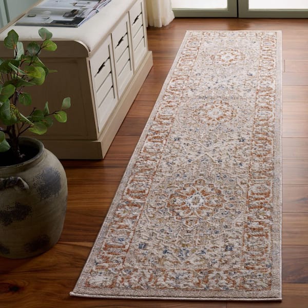 Scarlett 2 ft. x 8 ft. Beige/Ivory Rust Medallion Ornate Runner Rug