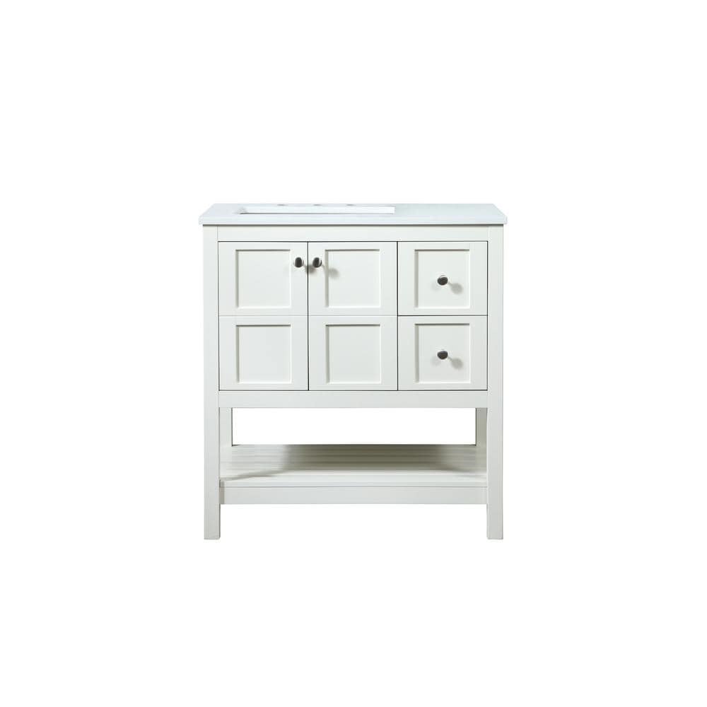 Simply Living 32 in. Single Bathroom Vanity in White with Quartz Vanity Top