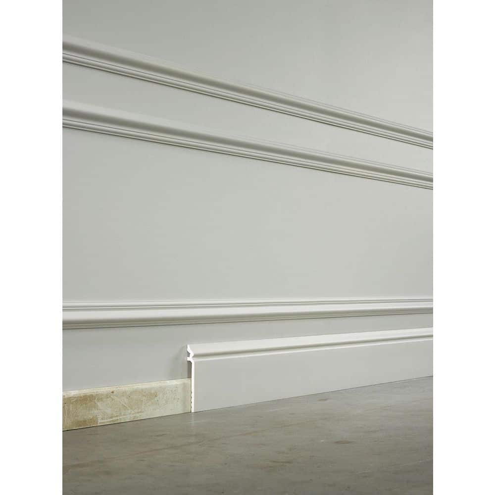 Primed White High Impact Polystyrene Baseboard Moulding Set