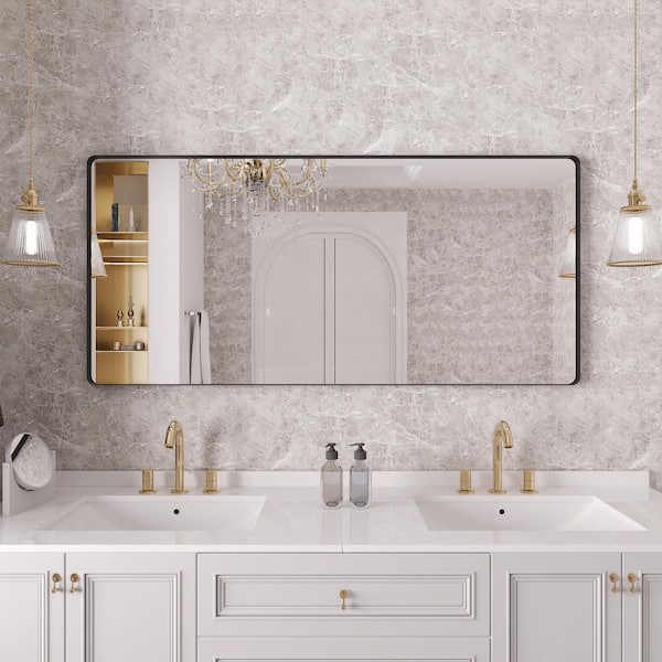 Rizitoc 77 in. W x 36 in. H Rounded Rectangle Framed Wall Bathroom