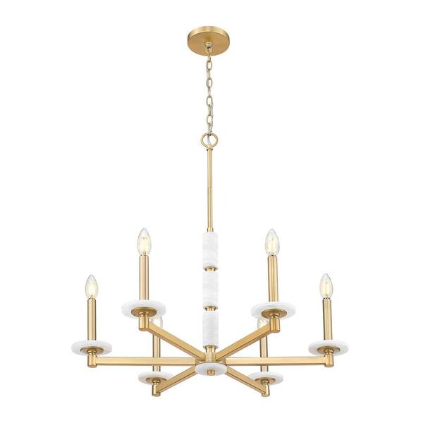 Filament Design - Kaden 6 Light Modern Gold Chandelier for Indoor Use with No Bulbs Included
