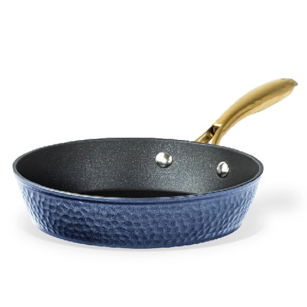 Charleston Collection 10 in. Aluminum Hammered Ceramic Coating Nonstick Frying Pan in Navy