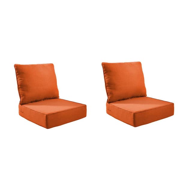 Loopyhoopy Modern 24 in. x 24 in. x 6 in. 4-Piece Deep Seating Outdoor Lounge Chair Thick Cushion Set in Orange (2-Set)
