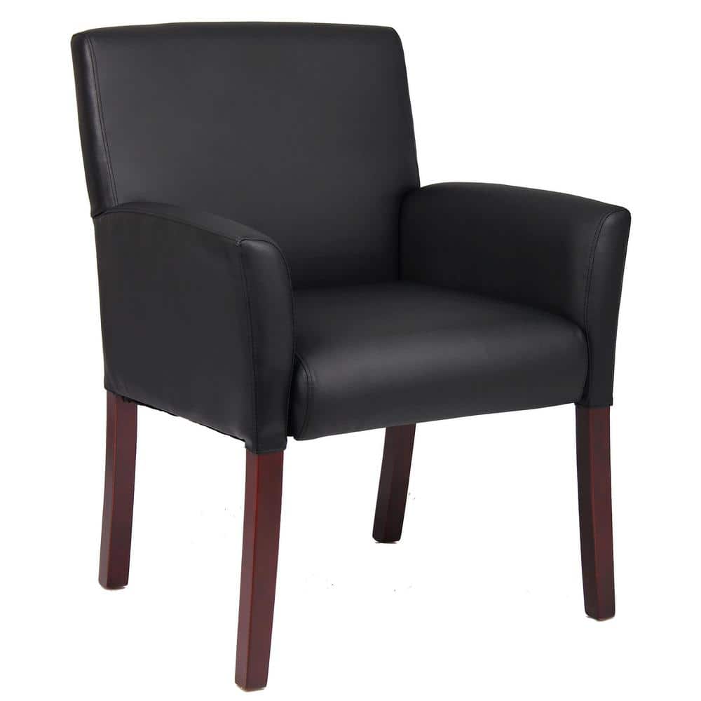 Black Contemporary Guest Chair Mahogany Finish Legs