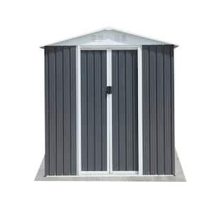 Gray 6 ft. W x 4 ft. D Metal Shed with Double Sliding Door and Vents (24 sq. ft.)