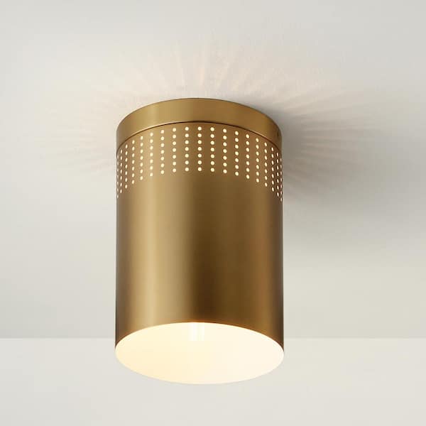 Casey 7.5 in. 1-Light Lacquered Brass Flush Mount