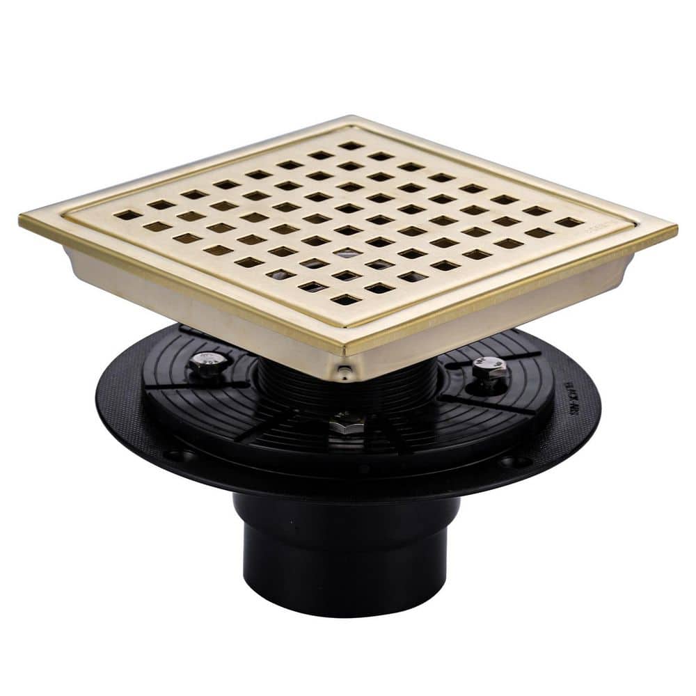 5.9 in. x 5.9 in. Stainless Steel Square Shower Drain with Strainer in Brushed Gold price history on PriceWatchPro