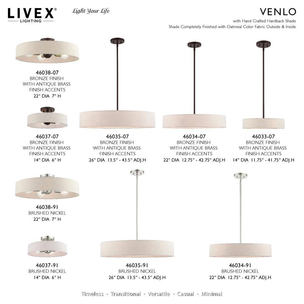 Brushed Nickel 4-Light Drum Semi-Flush Mount with Fabric Shade