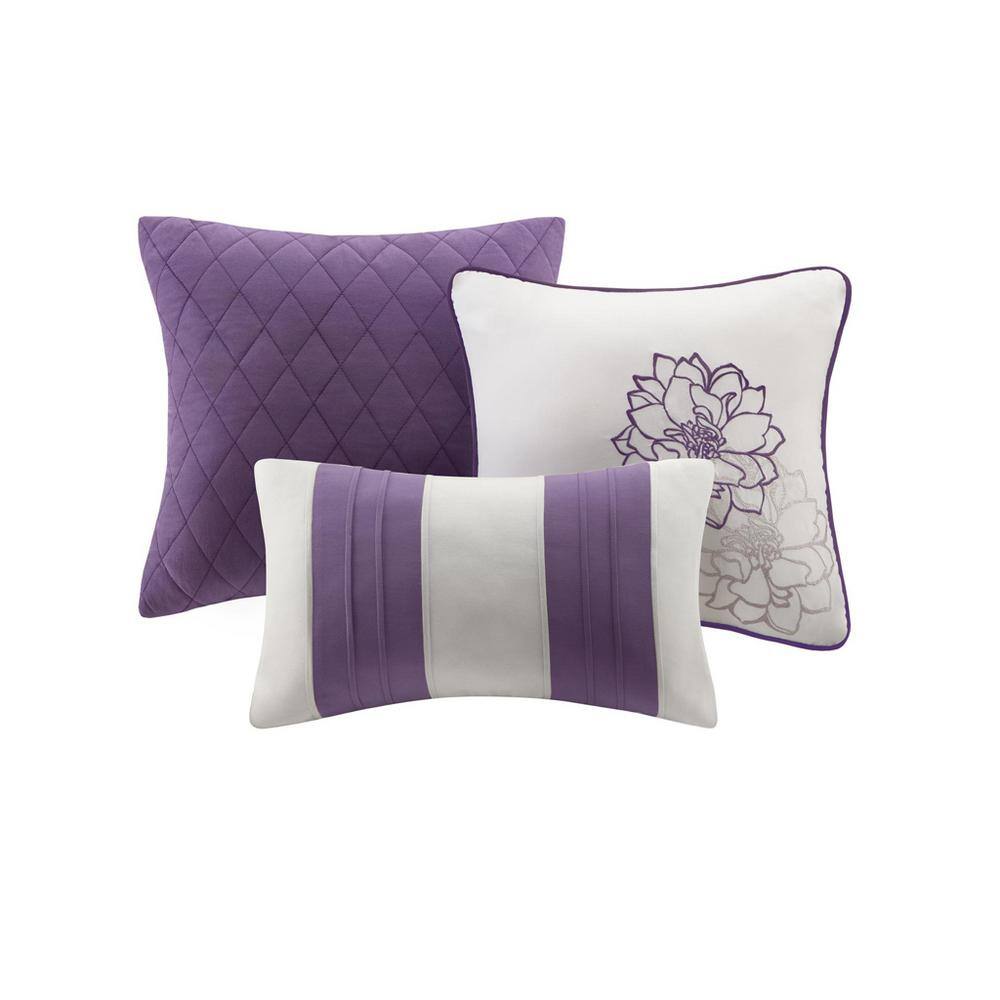 Lola King Gray and Purple Cotton Reversible Quilt Set