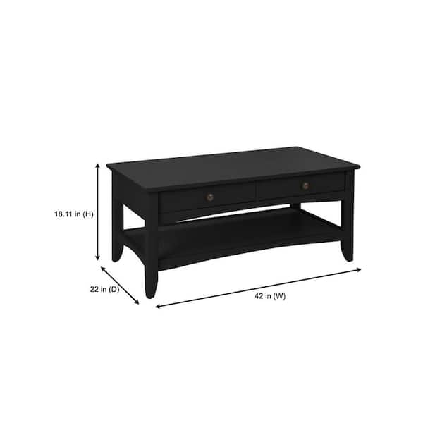 Cedar Springs Rectangular Charcoal Black Wood 2 Drawer Coffee Table (42 in. W x 18.11 in. H)