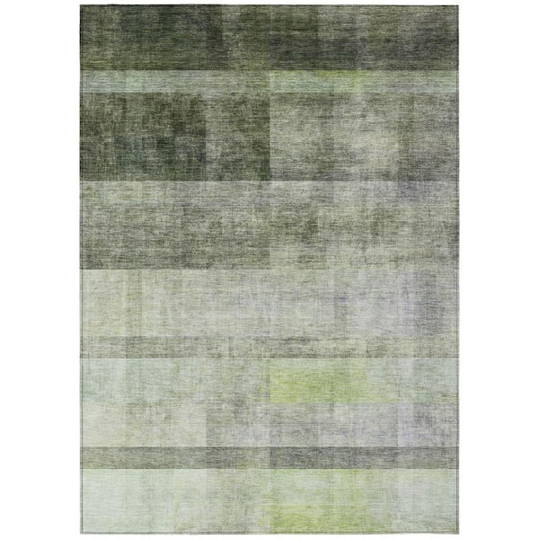 Olive Green 5 ft. x 8 ft. Woven Solid Color Rectangle Indoor/Outdoor Area Rug