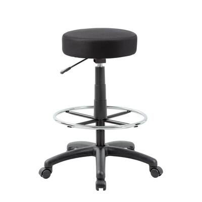 25 in. Width Big and Tall Black Fabric Office Stool with Swivel Seat