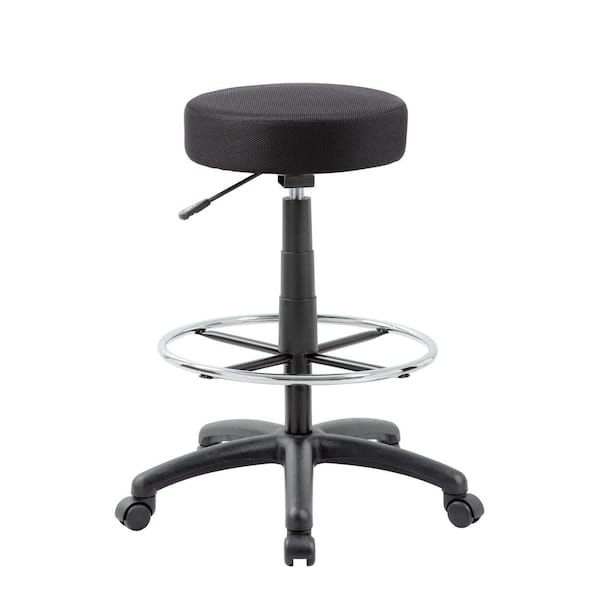 BOSS Office Products 25 in. Width Big and Tall Black Fabric Office Stool with Swivel Seat