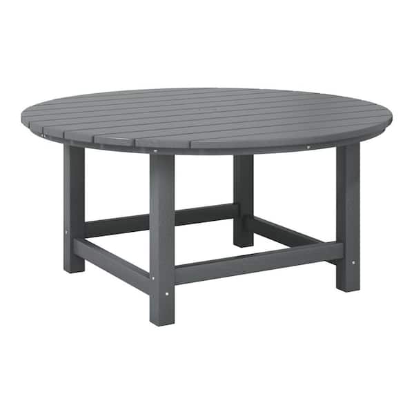 Laguna Outdoor Patio All Weather Fade Proof 38 in. Round HDPE Plastic Conversation Coffee Table in Gray