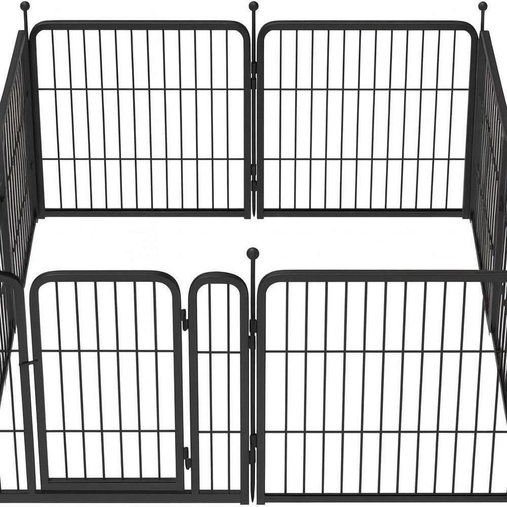 ☪︎ 園 22 in. L x 24 in. H. Black Metal Garden Fence Outdoor, Heavy Duty