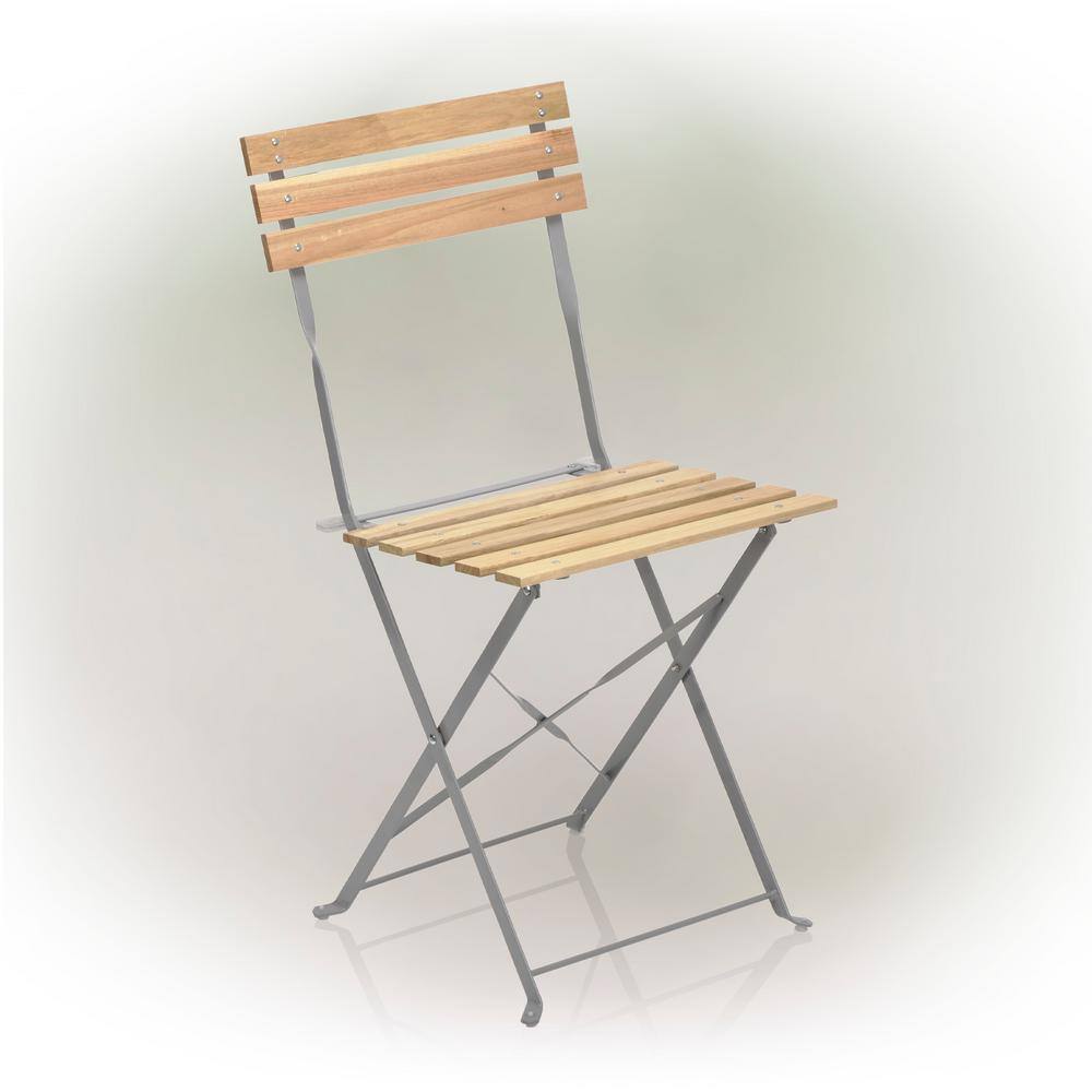 Natural Wood and Metal 3-Piece Folding Bistro Set