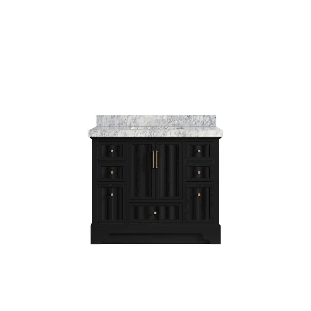 Alys 42 in. W x 22 in. D x 36 in. H Single Sink Bath Vanity in Black with 2 in. Carrara Marble Top price history on PriceWatchPro