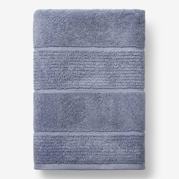 Company Cotton Blue Mist Textured Stripe Bath Sheet