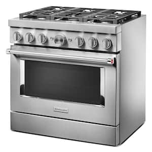 36 in. 5.1 cu. ft. Smart Dual Fuel Range with True Convection and Self- Cleaning in Stainless Steel