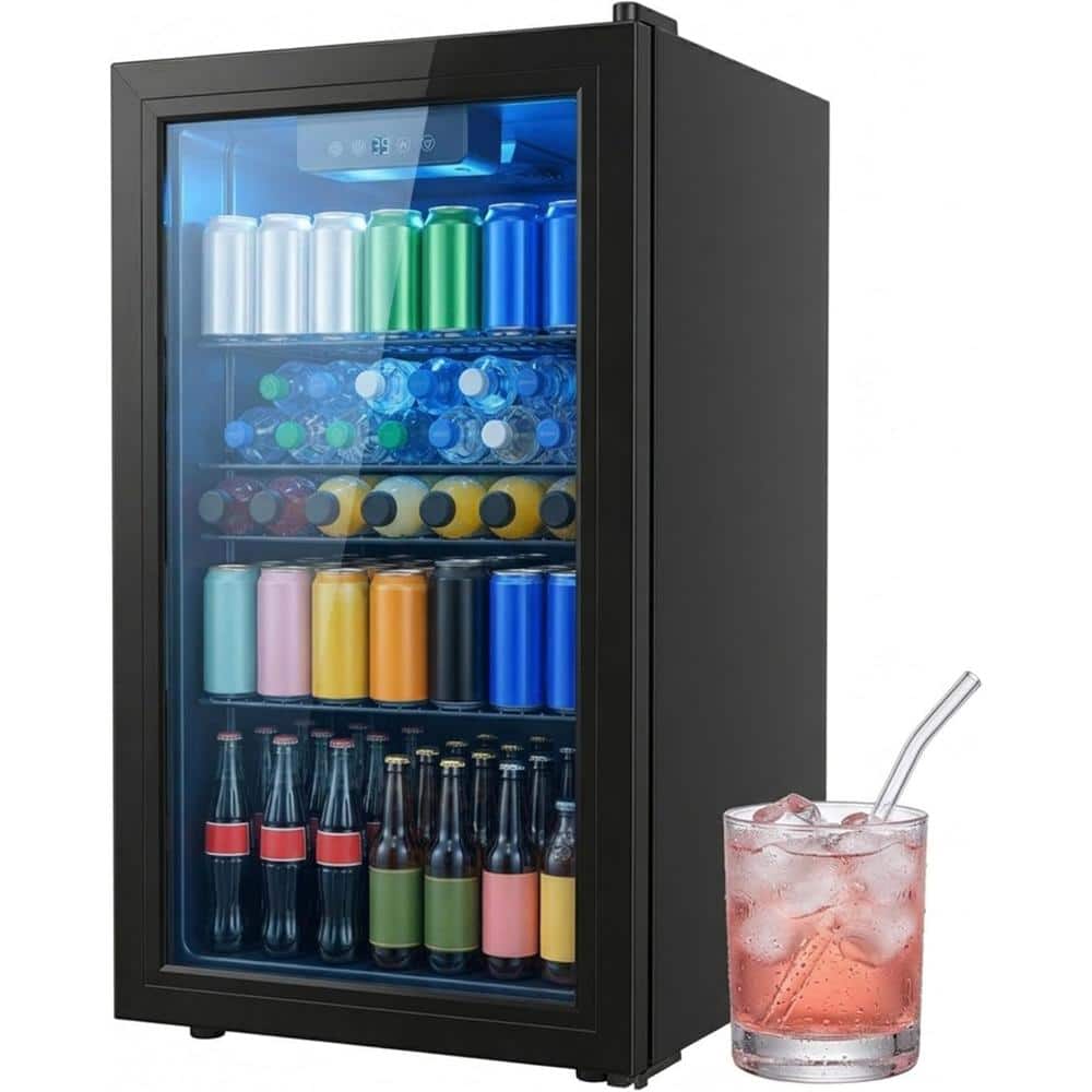 15 in. Single Zone 120 Cans Beverage Cooler in Black with Double Glazed Door, Door Locks, 39°F - 61°F price history on PriceWatchPro