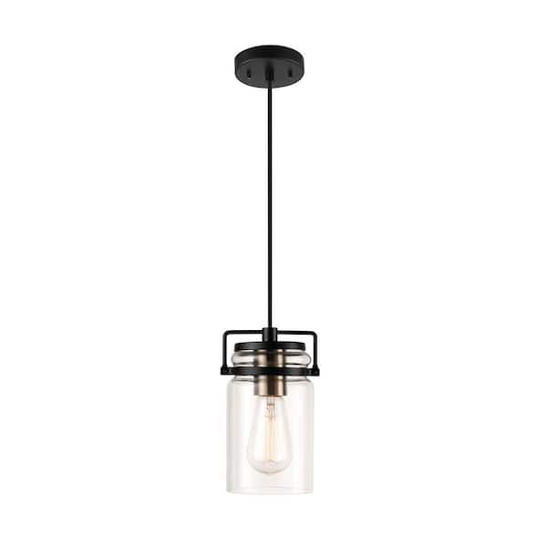 Globe Electric Oliver 1-Light Dark Bronze Plug-In or Hardwire Pendant Lighting with 15 ft. Cord