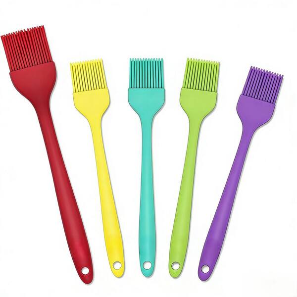 600° F Heat Resistant Silicone Basting Brushes, Multicolor Pastry and BBQ Brush Set for Grilling Baking Cooking