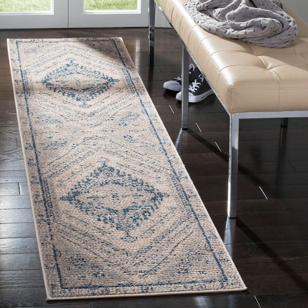 Marseille 2 ft. x 8 ft. Navy/Ivory Geometric Medallion Runner Rug