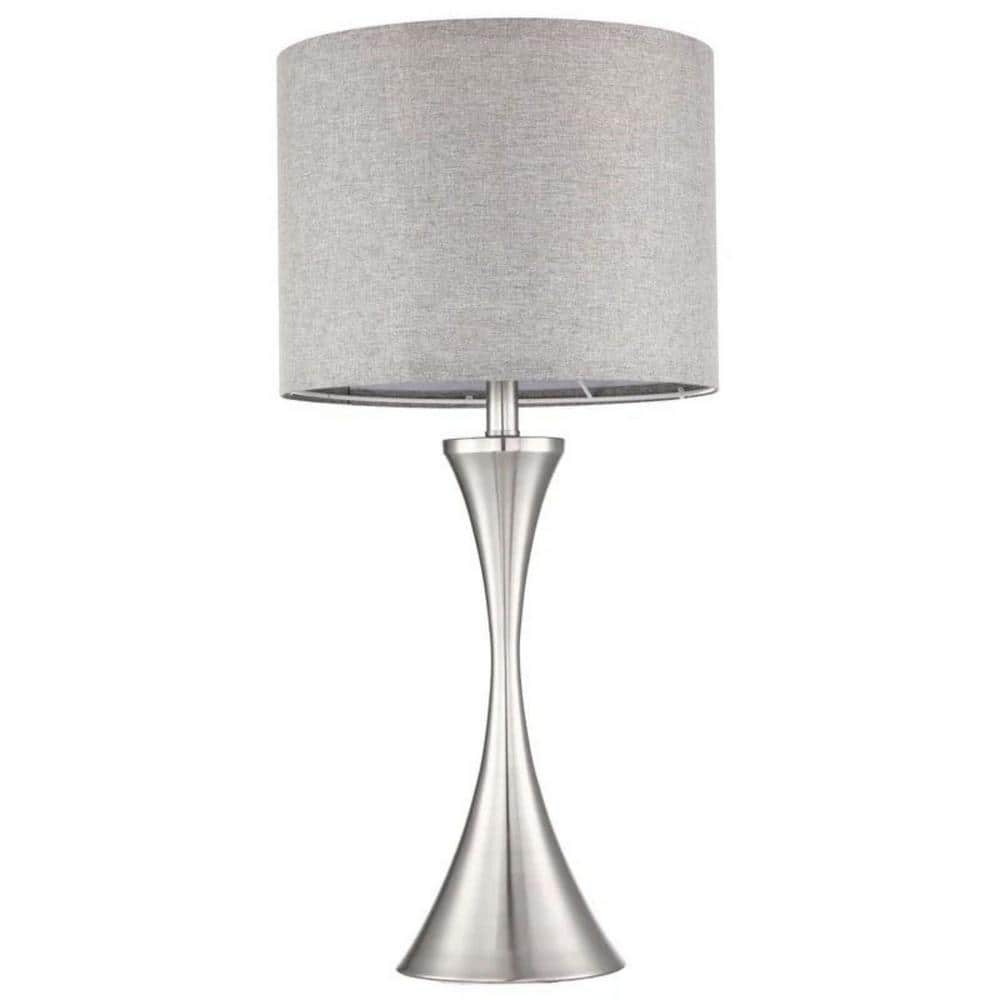 Clihome 27.19 in. Silver Table Lamp Brushed Nickel Bedside Lamp ...