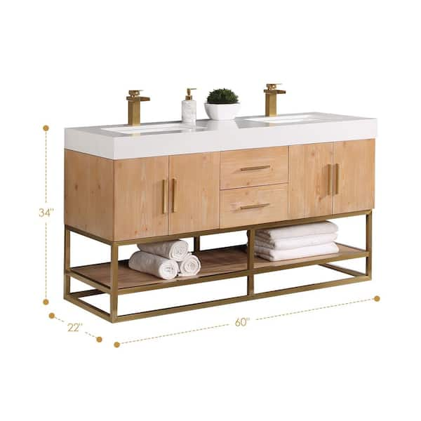 Altair Bianco 60 in. W x 22 in. D x 34 in. H Double Sink Bath