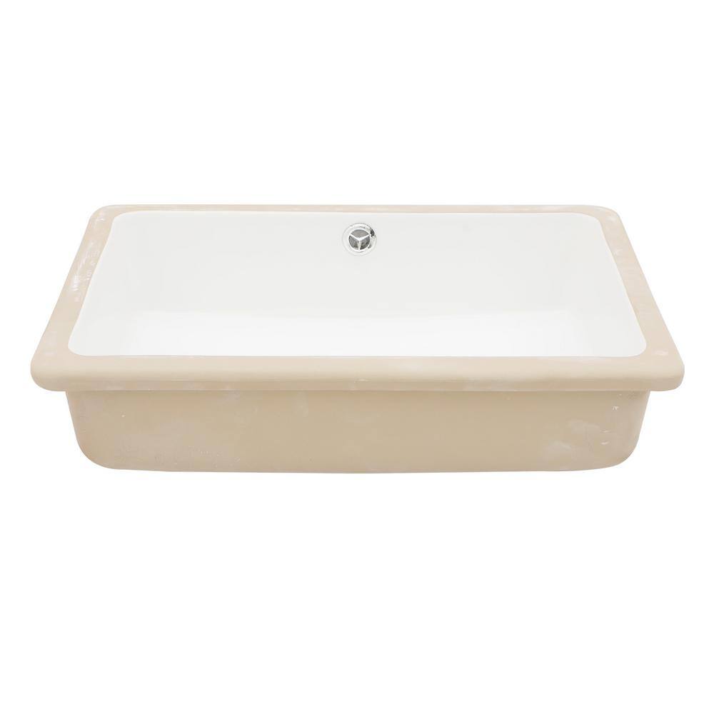 Rectangular Sink 18 in. x 12 in . Undermount Bathroom Sink in White Ceramic