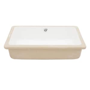 Rectangular Sink 18 in. x 12 in . Undermount Bathroom Sink in White Ceramic with Overflow