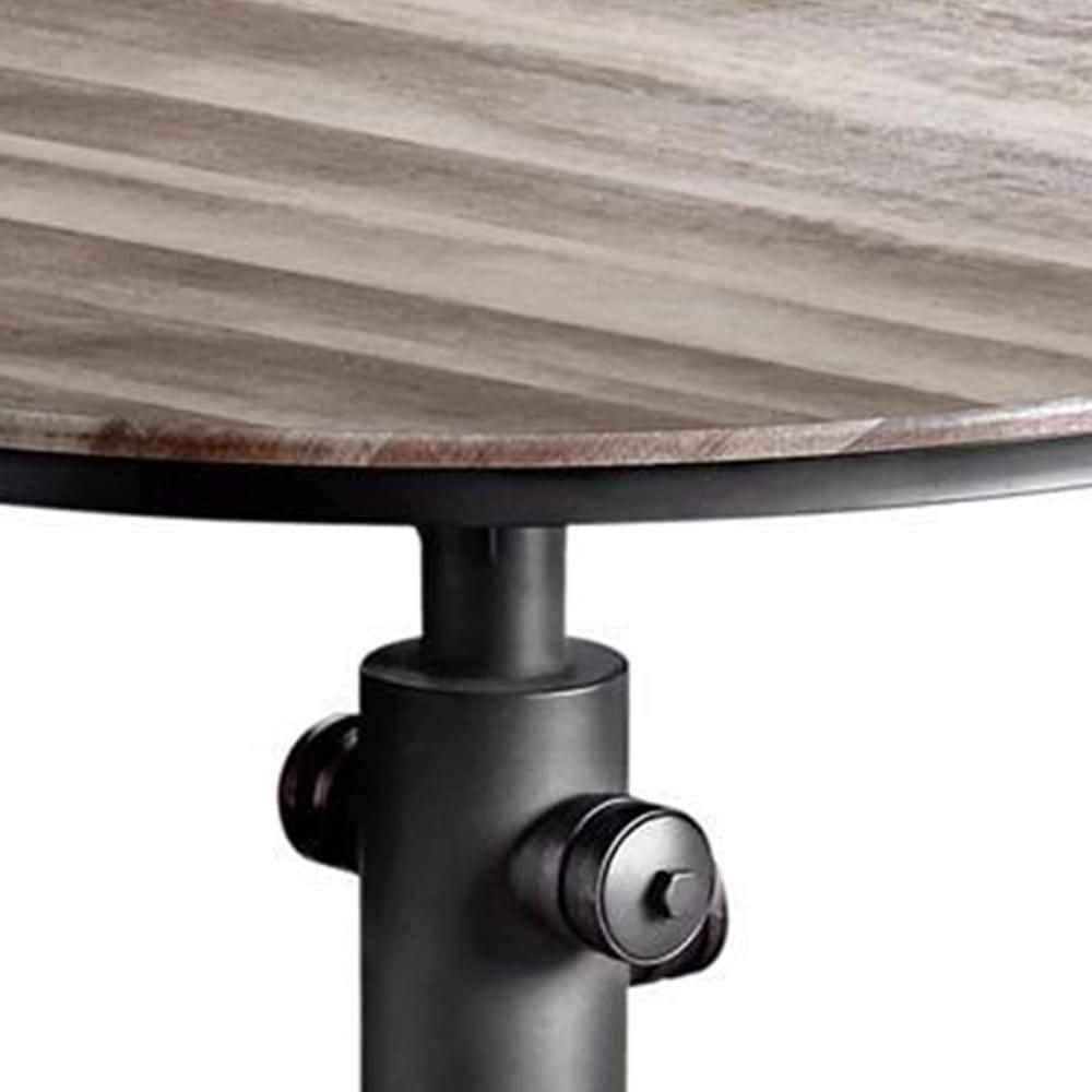Round 45" Industrial Wood Counter Height Dining Table with Fire Hydrant Base
