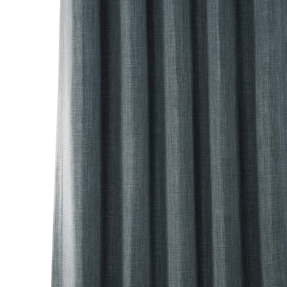 Reverie Blue Faux Linen Room Darkening Curtains 84 Inches