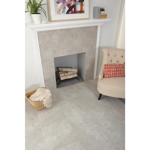 TrafficMaster Portland Stone Gray 18 in. x 18 in. Glazed Ceramic