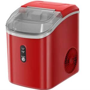 8.5 in. 33 lbs. Portable Nugget Ice Maker with Handle and Soft Chewable Ice in Red