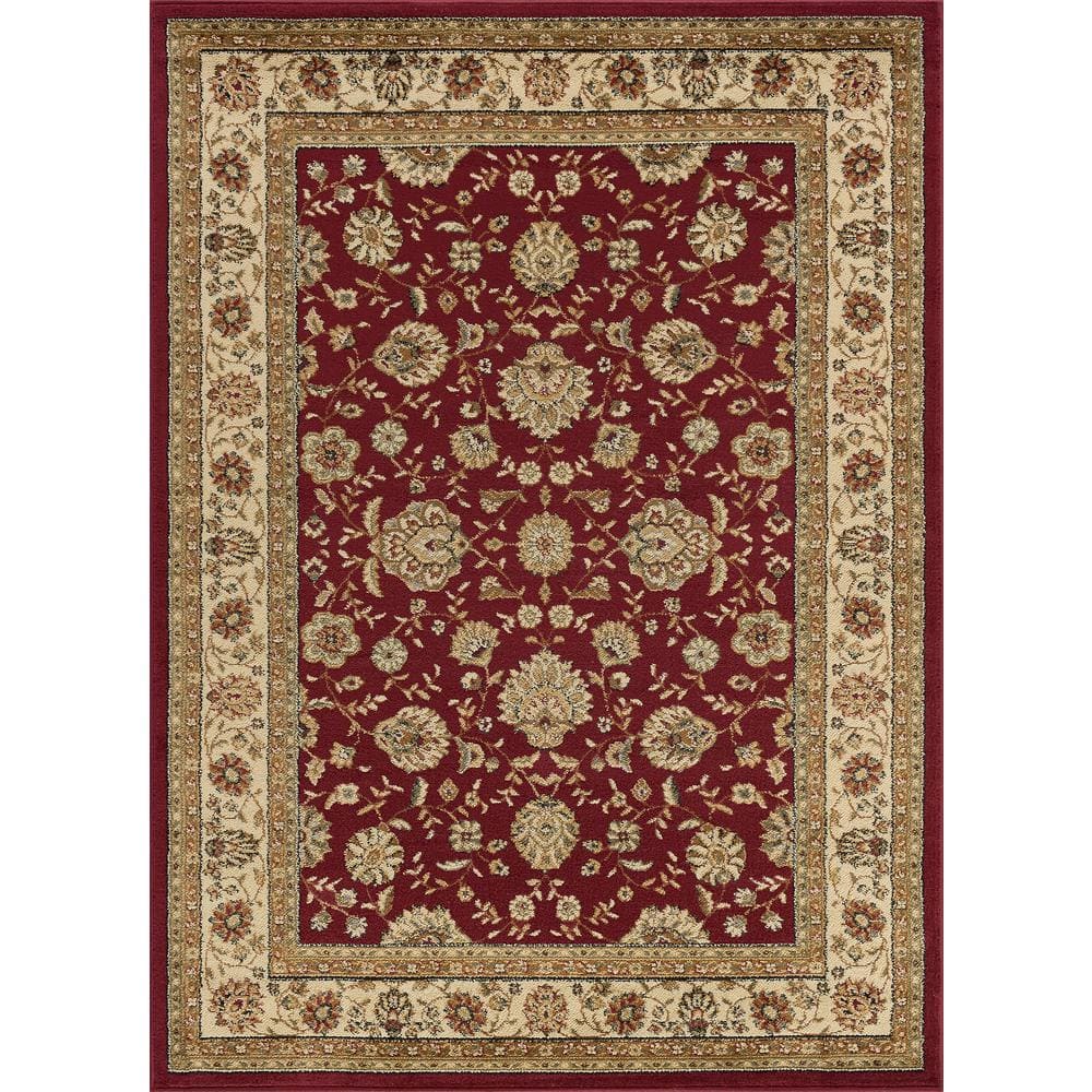 Tayse Rugs Elegance Floral Red 9 ft. x 13 ft. Indoor Area Rug 5140 Red ...