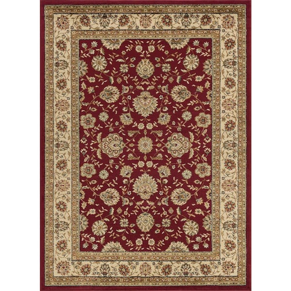 Elegance Floral Red 9 ft. x 13 ft. Indoor Area Rug