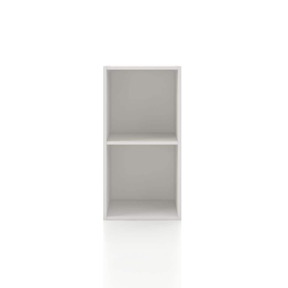 White 2-Shelf Stackable Cube Bookcase with Closed Back