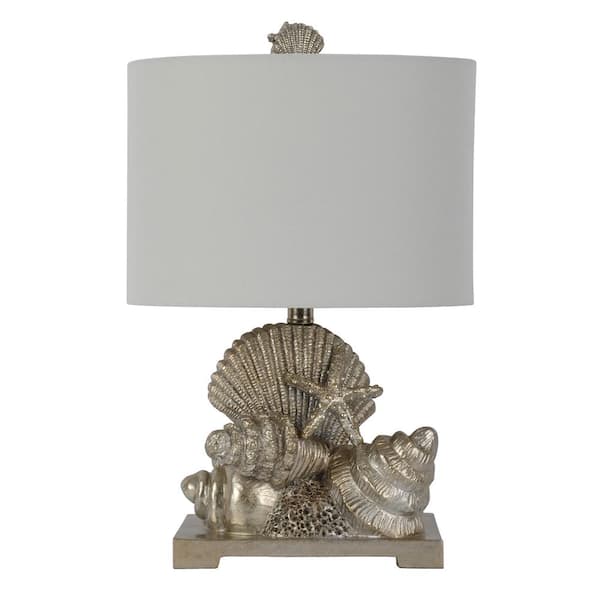 Decor Therapy Cordelia 20 in. Silver Table Lamp with Linen Shade