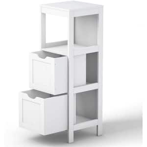 Calibin 13 in. W x 13 in. D x 35.43 in. H Free Standing Linen Cabinet Bathroom Floor Cabinet with 2 Drawers in White
