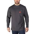 Men's 2X-Large Gray Heavy-Duty Cotton/Polyester Long-Sleeve Pocket T-Shirt