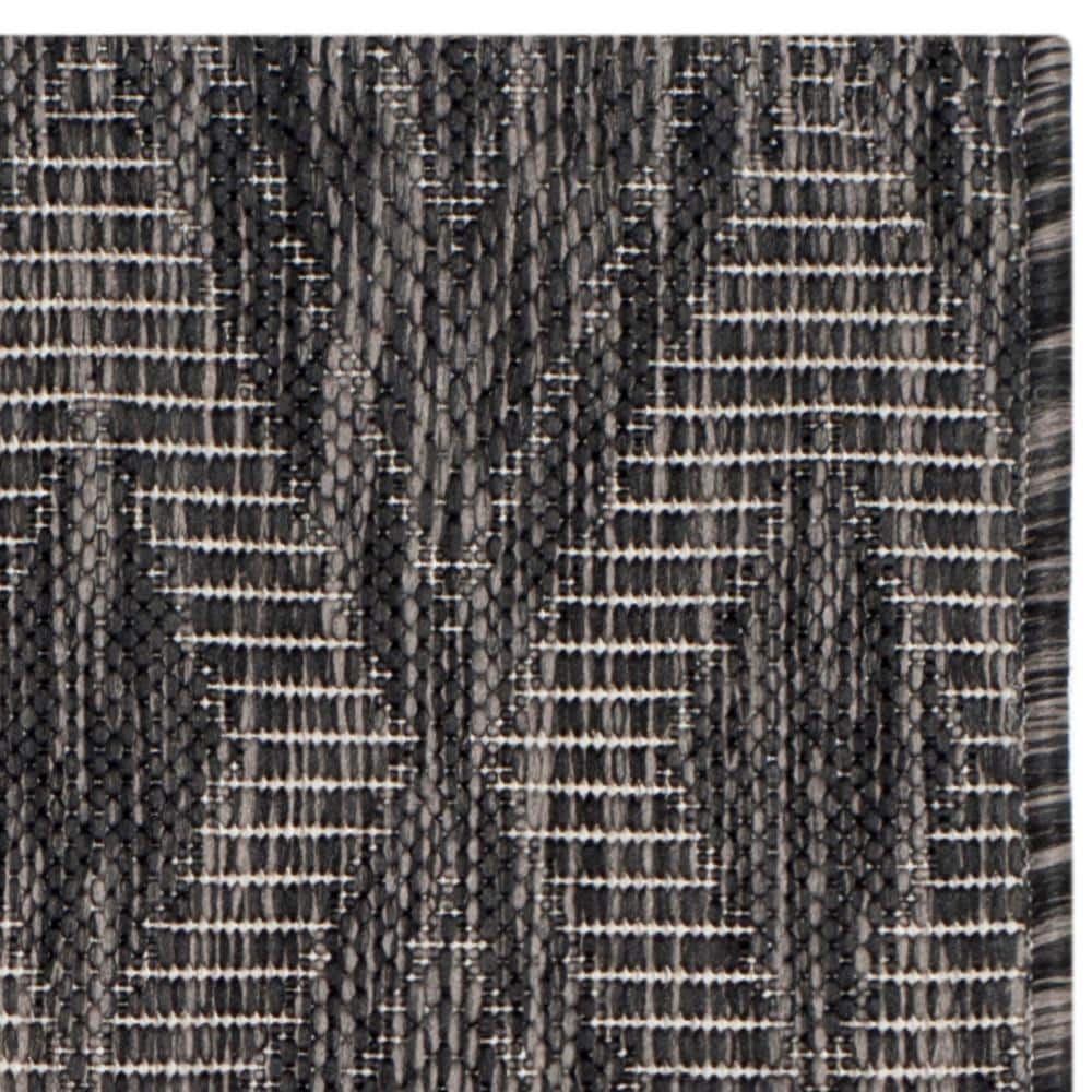 24" Square Black Synthetic Easy-Care Indoor/Outdoor Rug